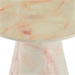 Benjara Cid Pany End Table- Modern Off White Faux Marble- Round 24