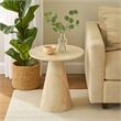 Benjara Cid Pany End Table- Modern Off White Faux Marble- Round 24