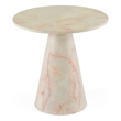 Benjara Cid Pany End Table- Modern Off White Faux Marble- Round 24
