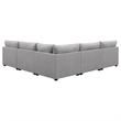 Benjara Cambia 5 Piece Modular L Shaped Sectional Sofa- Gray- 10 Pillows