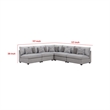 Benjara Cambia 5 Piece Modular L Shaped Sectional Sofa- Gray- 10 Pillows