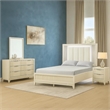 Toi 5pc Queen Bedroom Set w 2 Nightstands- Fluted LED- White Upholstery
