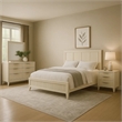 Toi 5pc Queen Bedroom Set w 2 Nightstands- Fluted LED- White Upholstery