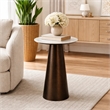 Plant Stand Accent Table- Bronze Metal- White Marble Top- 23 Inch