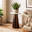 Plant Stand Accent Table- Bronze Metal- White Marble Top- 23 Inch