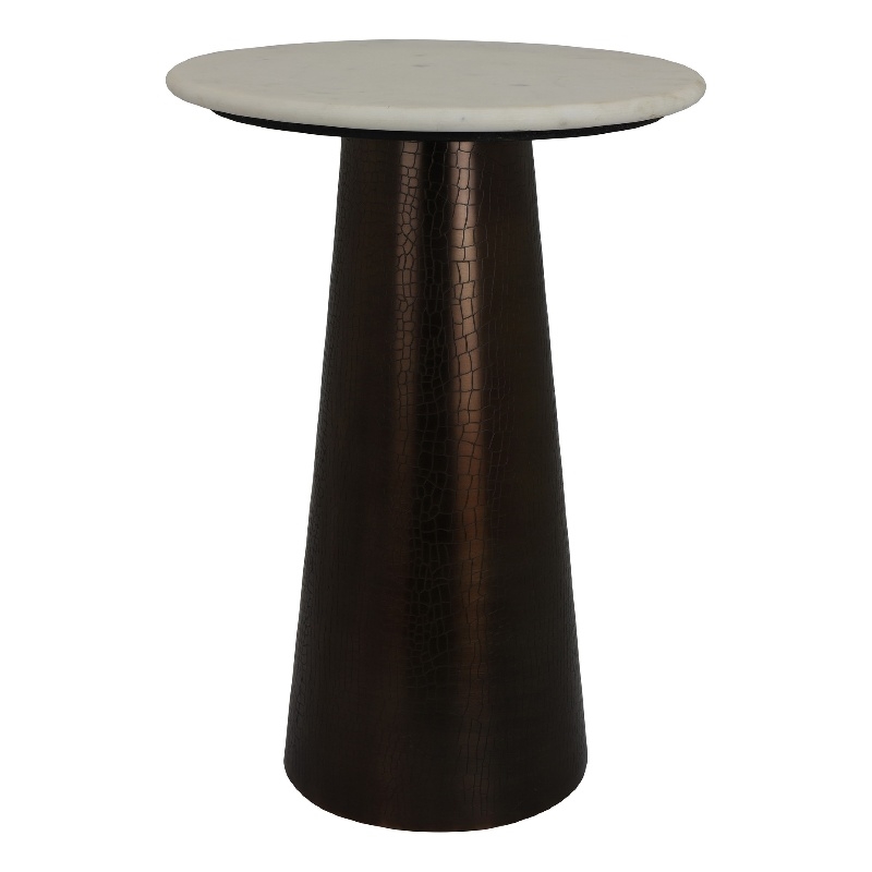 Plant Stand Accent Table- Bronze Metal- White Marble Top- 23 Inch