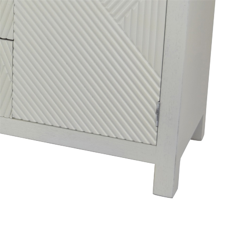 Jack Credenza Sideboard- White Wood- 2 Cabinets and 3 Drawers- 47 Inch