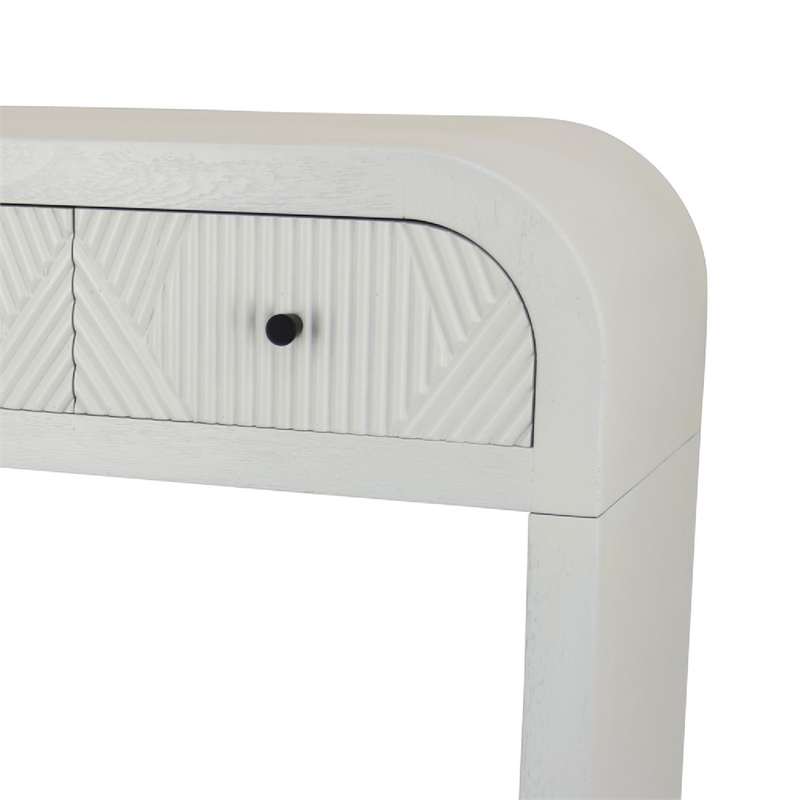 Jack Console Table- White Wood- 3 Drawers and Bottom Shelf- 47 Inch