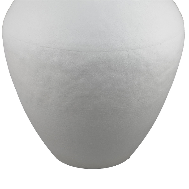 Textured Amphora Style Vase- White Metal with Dual Handles- 19 Inch