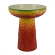 19 Inch Bird Bath- Multicolor Ceramic- Strawberry Pedestal Garden Bowl