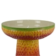 19 Inch Bird Bath- Multicolor Ceramic- Strawberry Pedestal Garden Bowl