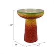 19 Inch Bird Bath- Multicolor Ceramic- Strawberry Pedestal Garden Bowl