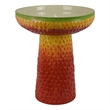 19 Inch Bird Bath- Multicolor Ceramic- Strawberry Pedestal Garden Bowl