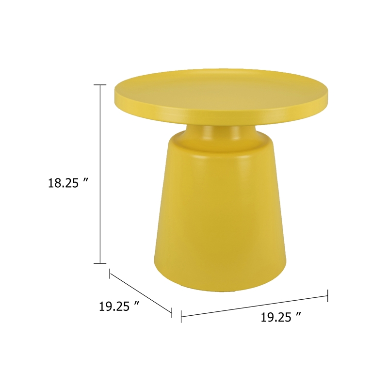 Lumia Plant Stand- Yellow Finish- Raised Rim Top Retro Accent- 19 Inch