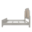 Felix Queen Size Bed- Gray Upholstered Mirrored Silver Panel Headboard
