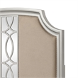 Felix Queen Size Bed- Gray Upholstered Mirrored Silver Panel Headboard