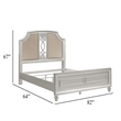 Felix Queen Size Bed- Gray Upholstered Mirrored Silver Panel Headboard