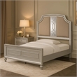 Felix Queen Size Bed- Gray Upholstered Mirrored Silver Panel Headboard
