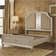 Felix Queen Size Bed- Gray Upholstered Mirrored Silver Panel Headboard