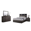 Kalie 4pc Queen Bedroom Set with Bookcase Headboard- Storage- Gray Wood