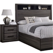 Kalie 4pc Queen Bedroom Set with Bookcase Headboard- Storage- Gray Wood