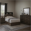 Kalie 4pc Queen Bedroom Set with Bookcase Headboard- Storage- Gray Wood