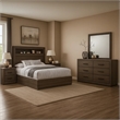 Kalie 5pc Queen Bedroom Set with Bookcase Headboard- 2 Nightstands- Gray