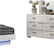 Pero 4pc Queen Bedroom Set with LED- Chrome and White- Dresser Mirror