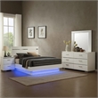 Pero 4pc Queen Bedroom Set with LED- Chrome and White- Dresser Mirror