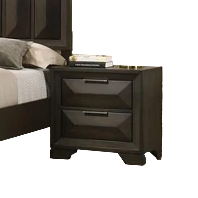 Fema 4pc Queen Bedroom Set- Vertical Faceted Panel Headboard- Brown
