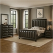Fema 4pc Queen Bedroom Set- Vertical Faceted Panel Headboard- Brown