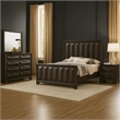 Fema 5pc Queen Bedroom Set- Vertical Faceted Panel- 2 Nightstands- Brown