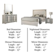 Nomi 4pc Queen Bedroom Set w LED Headboard- Stone Gray Drawers