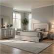 Nomi 4pc Queen Bedroom Set w LED Headboard- Stone Gray Drawers