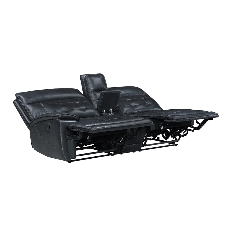Nick 3pc 5 Seater Corner Manual Recliner Sofa- Cupholders- Black