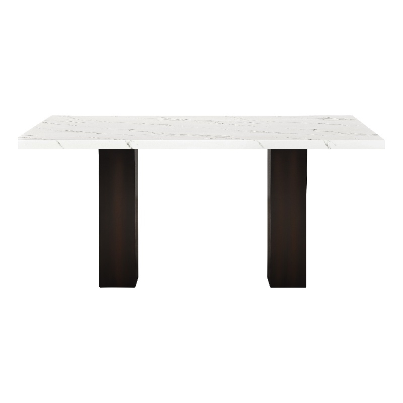 Fesy Dining Table- 68 Inch Faux Marble Top w Adjustable Height- Black White