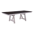 Mez Extendable Dining Table w 2 Leaves- 66-95 Inch Brown Wood Top- White