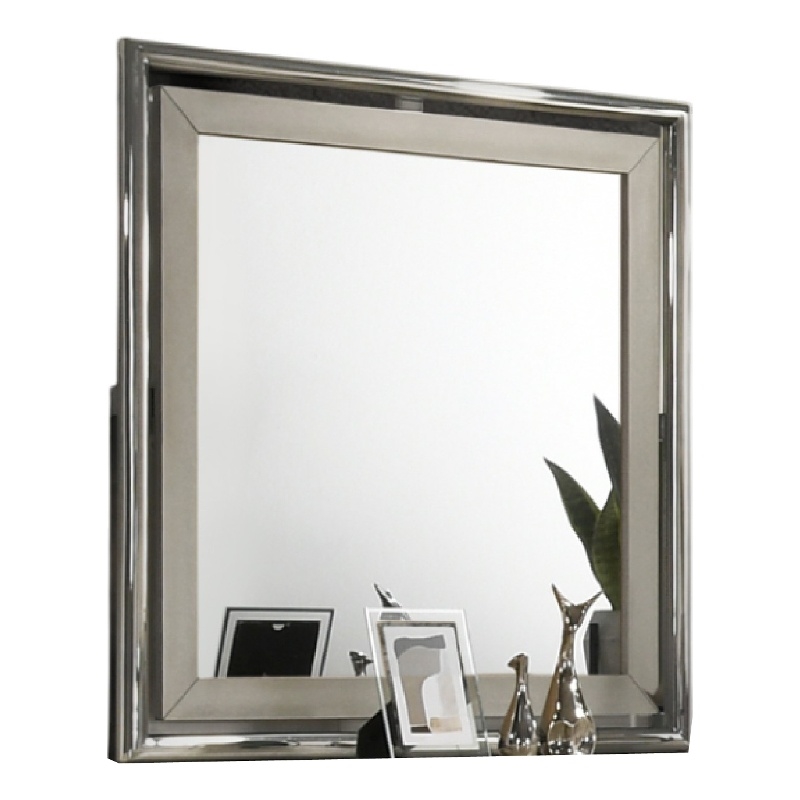 Levy Dresser Mirror- 40 Inch- Light Gray Wood Frame- Low Distortion