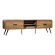 Wea TV Media Console- 71 Inch- 2 Drawers w Open Shelves- Oak Brown