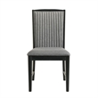 Sevy Dining Side Chair Set of 2- Gray Ribbed Back- Black Rubberwood