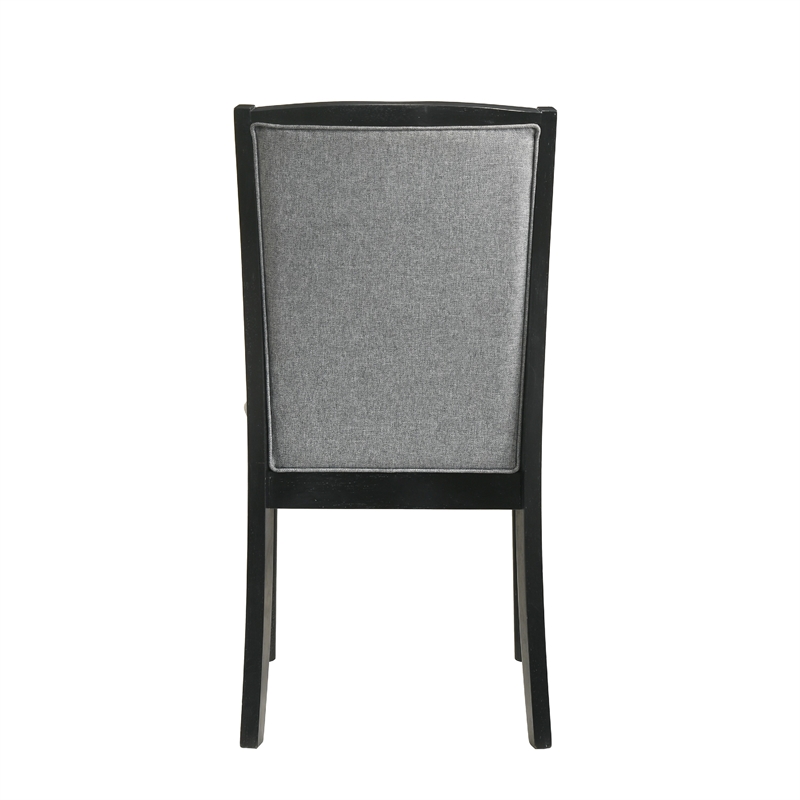Sevy Dining Side Chair Set of 2- Gray Ribbed Back- Black Rubberwood