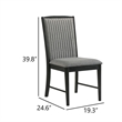 Sevy Dining Side Chair Set of 2- Gray Ribbed Back- Black Rubberwood