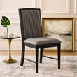 Sevy Dining Side Chair Set of 2- Gray Ribbed Back- Black Rubberwood