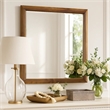 Tey Vanity Dresser Mirror- Honey Brown- Solid Rubberwood 39 Inch