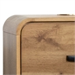 Wea Bed Side End Table- 1 Drawer- Black Angled Legs- Natural Oak Brown