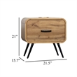 Wea Bed Side End Table- 1 Drawer- Black Angled Legs- Natural Oak Brown