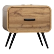 Wea Bed Side End Table- 1 Drawer- Black Angled Legs- Natural Oak Brown