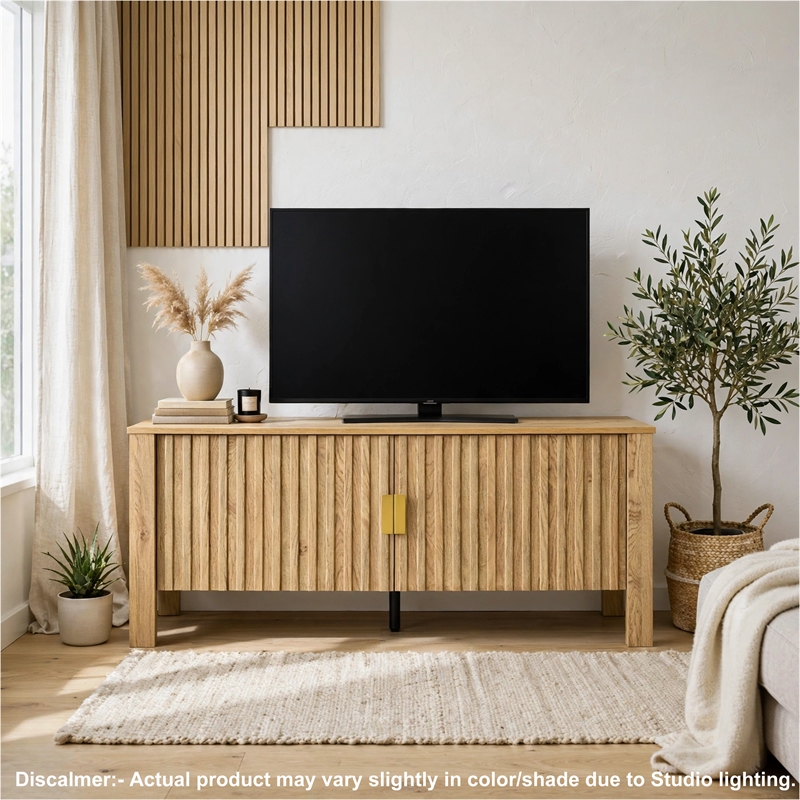 Hay TV Media Console- 47 Inch- 2 Doors w Adjustable Shelves- Beige