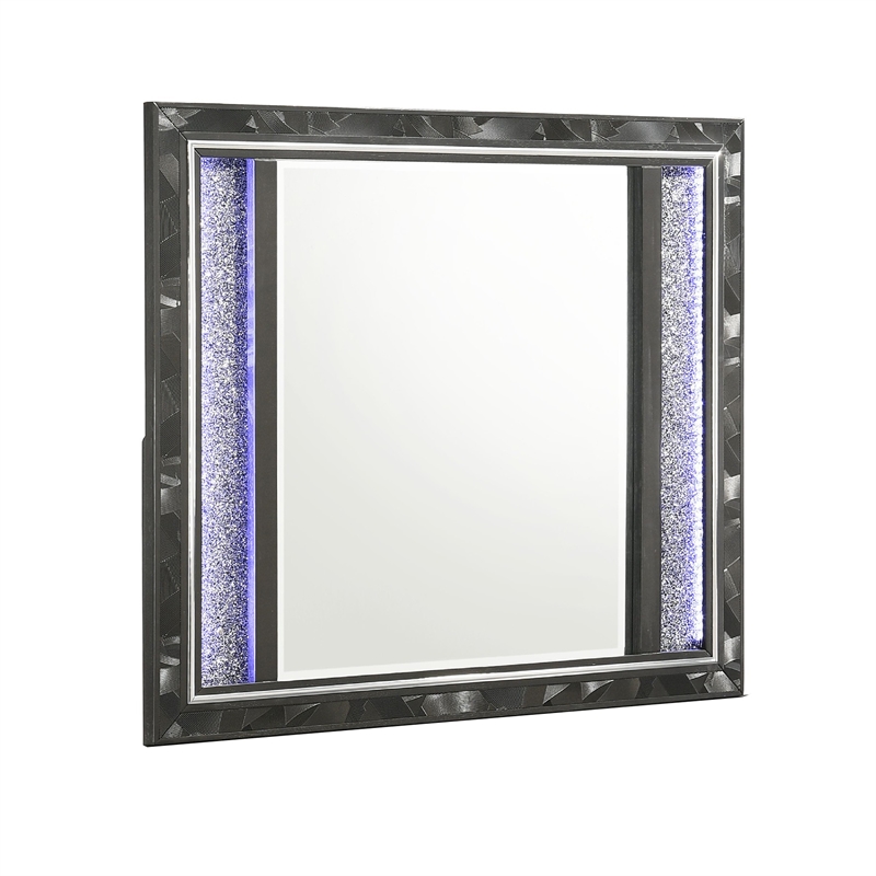 Ren Dresser Mirror- 45 Inch- Crushed Crystal Look Black Laminate- LED
