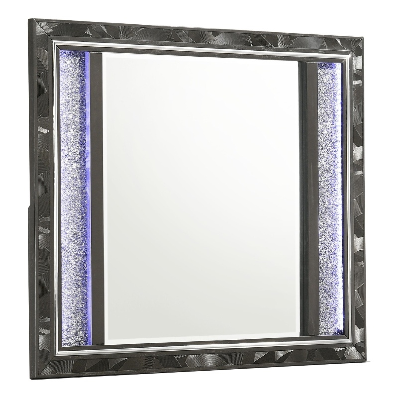 Ren Dresser Mirror- 45 Inch- Crushed Crystal Look Black Laminate- LED